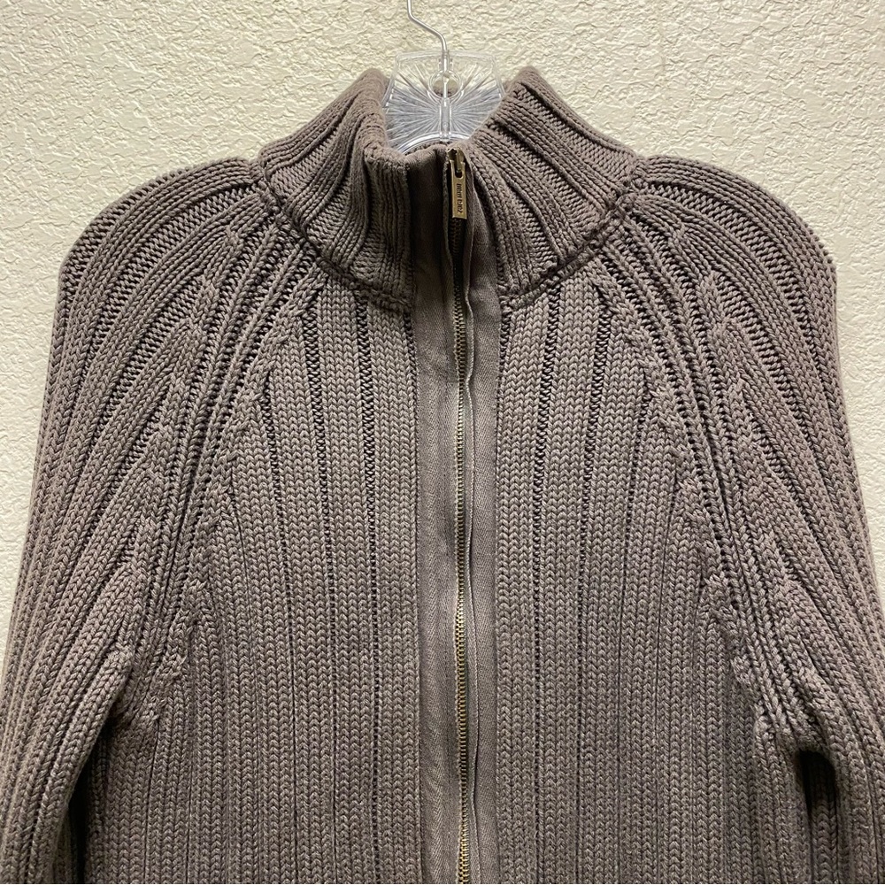 Zara Man Basic Ribbed Cable Knit Full Zip Mock Ne… - image 4